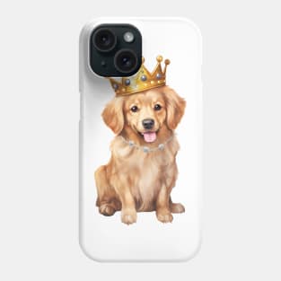 Watercolor Golden Retriever Dog Wearing a Crown Phone Case
