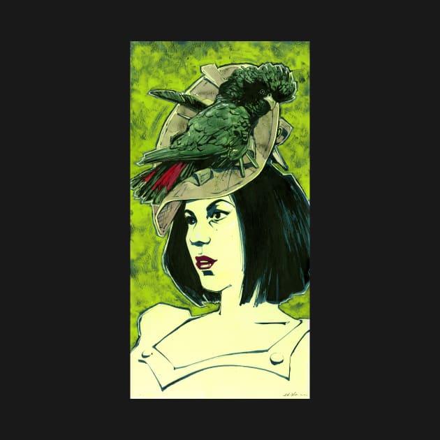 Black Cockatoo Millinery Trimmings by A.E. Kieren Illustration