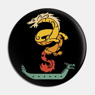 Dragon Boat Paddling Vintage Look Pin