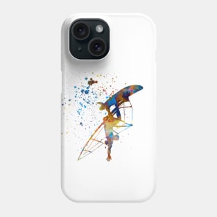 Young man surfer in watercolor Phone Case