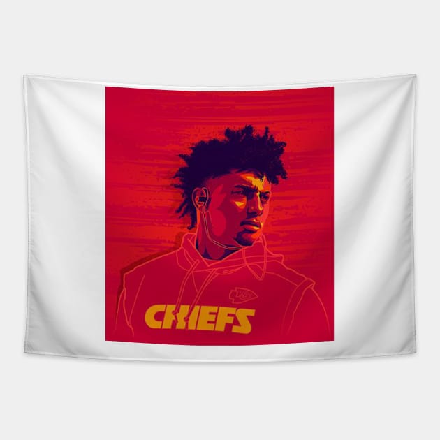 Patrick Mahomes Tapestry by wizooherb