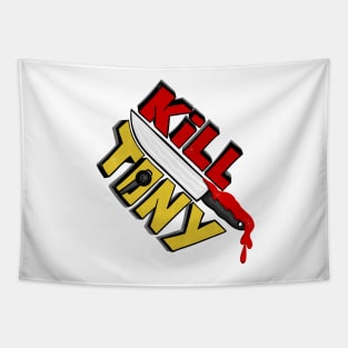 Kill Tony Podcast Fun Fan Logo WIth Microphone and a Knife (White) Tapestry