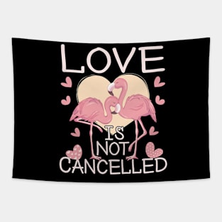 Love Is Not Cancelled Happy Valentines Day 2021 Flamingos Lovers Tapestry