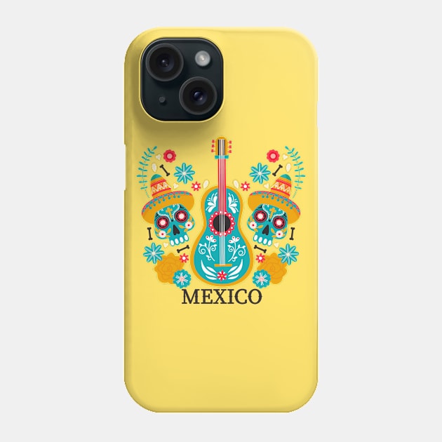 Viva la Vida quote. Dia de los muertes skull. Mexico city. Phone Case by CoCoArt-Ua