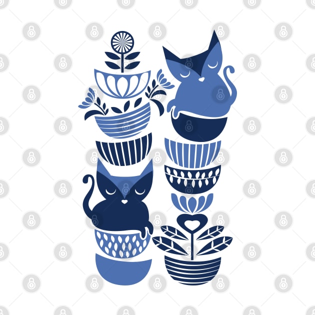 Swedish folk cats I // indigo blue by SelmaCardoso