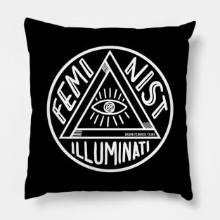 Feminist Illuminati (white ink) Pillow