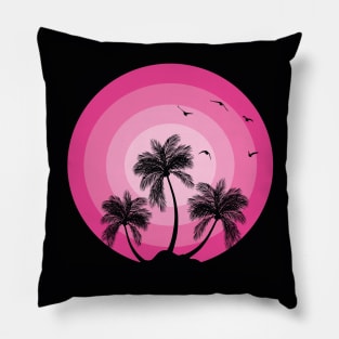 Pink and Black palms. Pillow