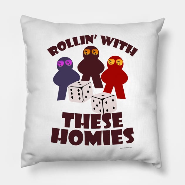 Fun Rolling Homies Boardgame Meeple Art Pillow by Tshirtfort