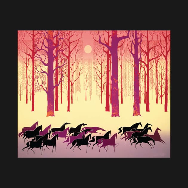 eyvind earle horses by QualityArtFirst