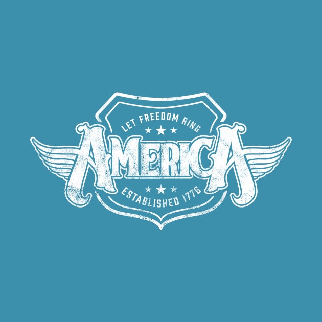 America - Shield Design (Worn White on Blue) by jepegdesign