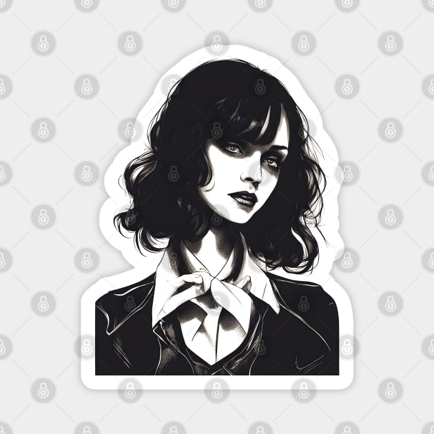 Gothic Girl Illustration Magnet by Ravenglow