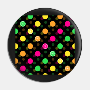 Bright Citrus Polka Dots (Black) Pin