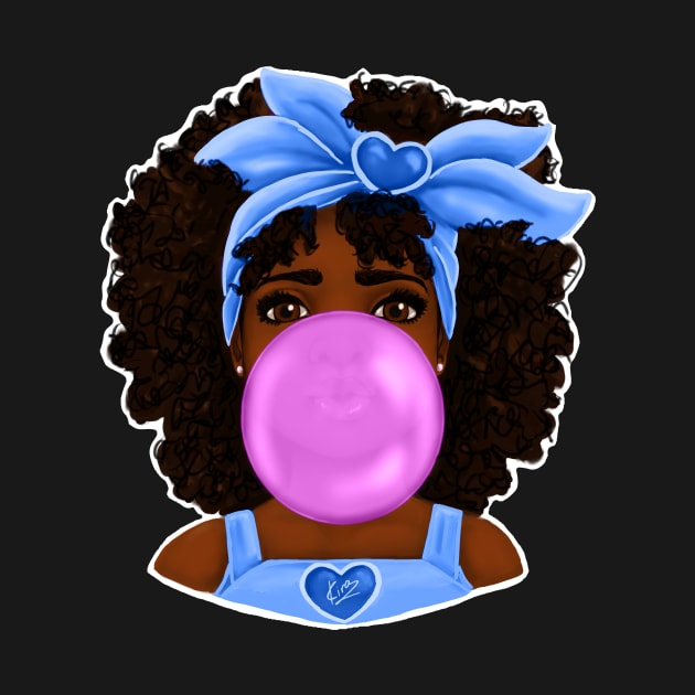 Blue Bubble Gum | Pretty Black Girl Art Design by kiraJ