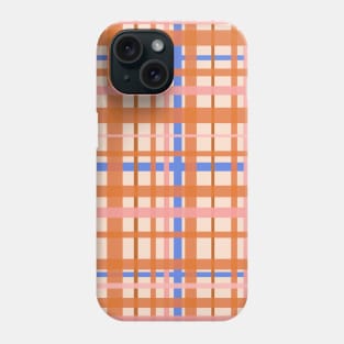 Retro Plaid Pattern in Pink Blue Orange Cream Phone Case