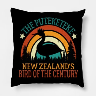 Funny Puteketeke New Zealand's Bird Of The Century Vintage Pillow