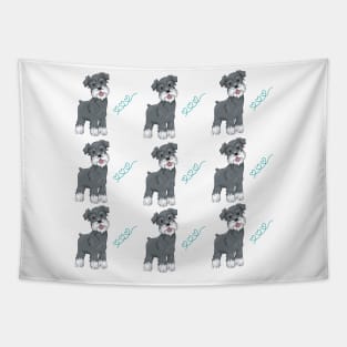 Grey miniature schnauzer dog pattern Tapestry