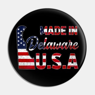 Made in Delaware U.S Map State American Flag Delaware Pin