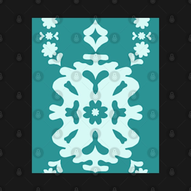 Teal Modern Papercut Damask Lace Medallion by FrancesPoff