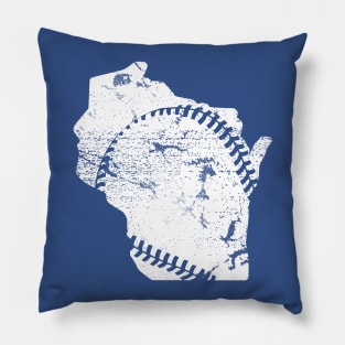Wisconsin State with Baseball Strings Pillow