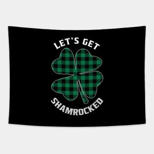 Let's Get Shamrocked Green Plaid Funny St. Patrick's Day Tapestry