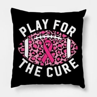 Play For A Cure Football Breast Cancer Awareness Support Leopard Print Sport Pillow