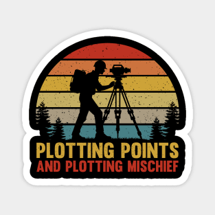 Retro Vintage Sunset Land Surveyor Funny Surveying Humor Magnet