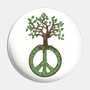 Peace Sign and Tree Of Life Pin