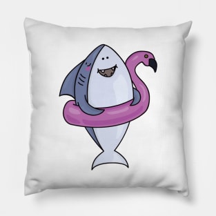 Floating Flamingo and Funny Cartoon Shark Pillow