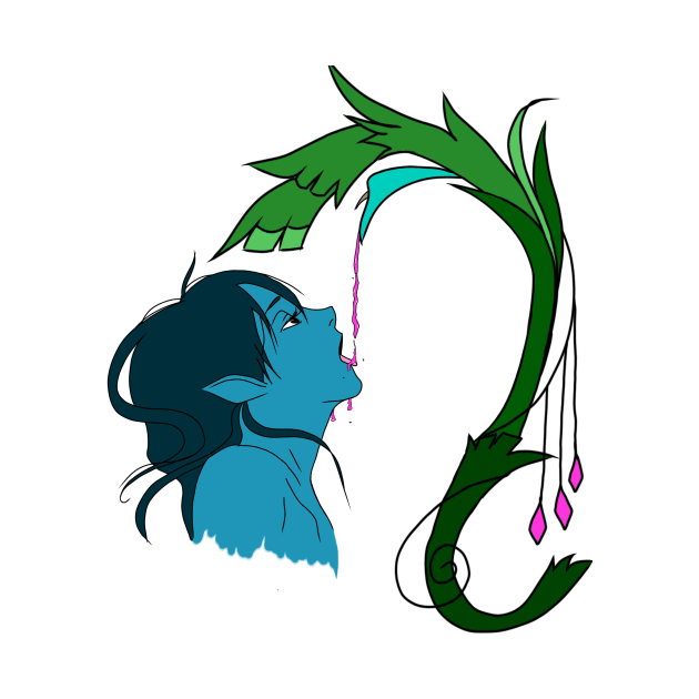 Elf drinking from a flower by RavenRarities