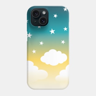 Clouds | Stars | Gradient | White Blue Yellow Phone Case