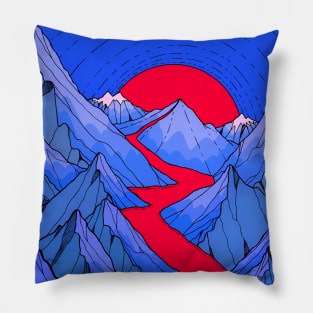 Red moon river Pillow