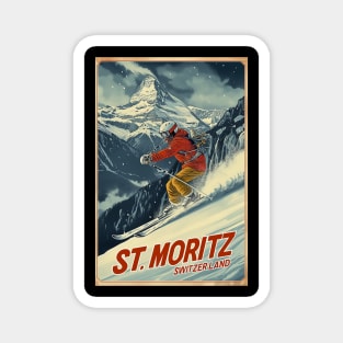 St. Moritz Switzerland Ski Magnet