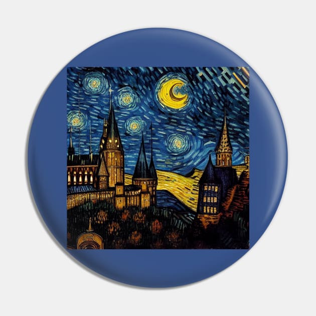 Starry Night Wizarding School Van Gogh Pin by Grassroots Green