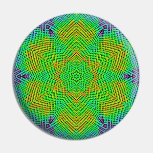 Weave Mandala Green Orange and Blue Pin