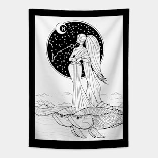 Indian Pisces In Black Design Tapestry