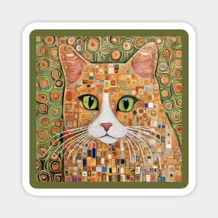 Klimt Tabby Cat with Green Eyes Magnet