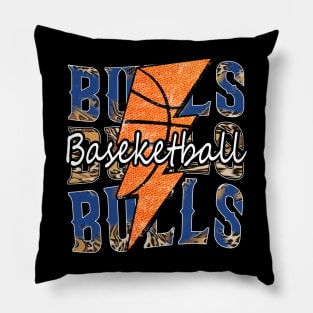 Graphic Basketball Bulls Proud Name Vintage Pillow