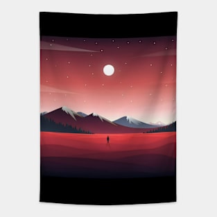 Red landscape minimalist art Tapestry