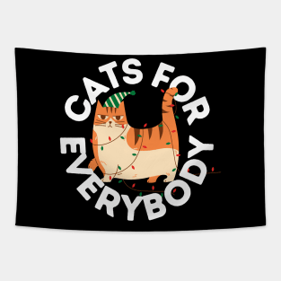 Cats For Everybody Festive Cat Funny Christmas Gift for Cat Owners and Feline Lovers Tapestry