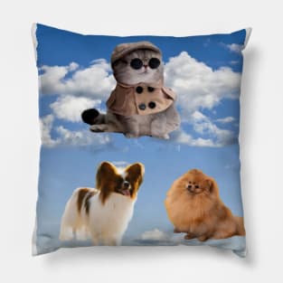 cat and dogs on the sky Pillow