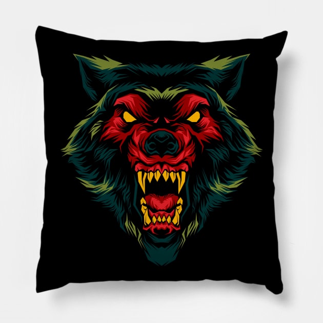 Angry Wolf Pillow by Tuye Project