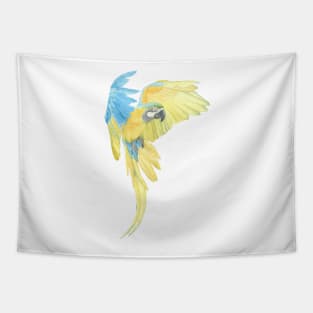 blue and gold macaw - watercolor parrot portrait Tapestry