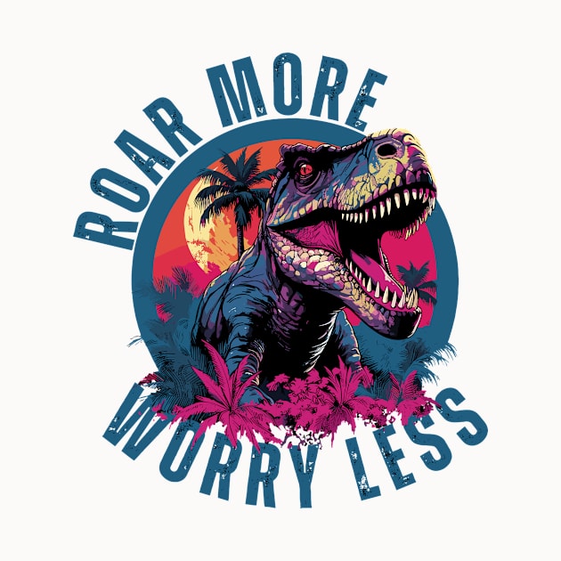 Roar More Worry Less Dinosaur Design. by BrushedbyRain