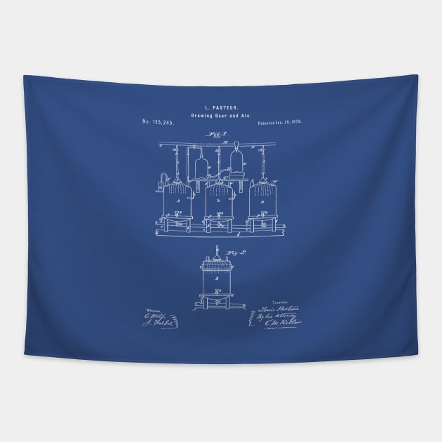 Beer Patent - Brewing Beer Art - Blueprint Tapestry by patentpress