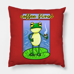 Coffee First frog Pillow