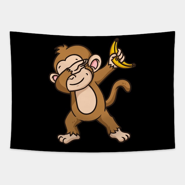 Monkey Banana Dabbing Tapestry by CreativeGiftShop