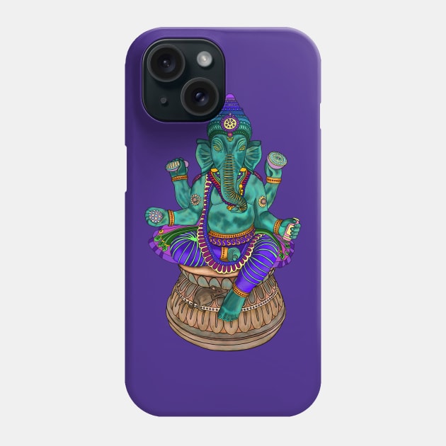 Green Ganesh Phone Case by Soth Studio