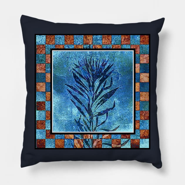 Botanical cyanotype print framed Pillow by redwitchart