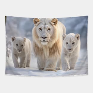 Lion Animal Family Wandering Nature Out Tapestry