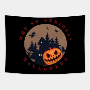 Halloween scary Pumpkin, Haunted House Tapestry